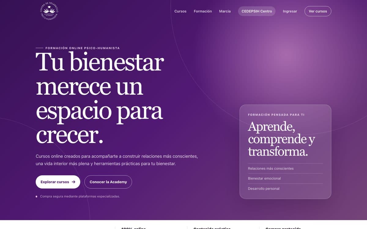 Página web de CEDEPSIH Academy