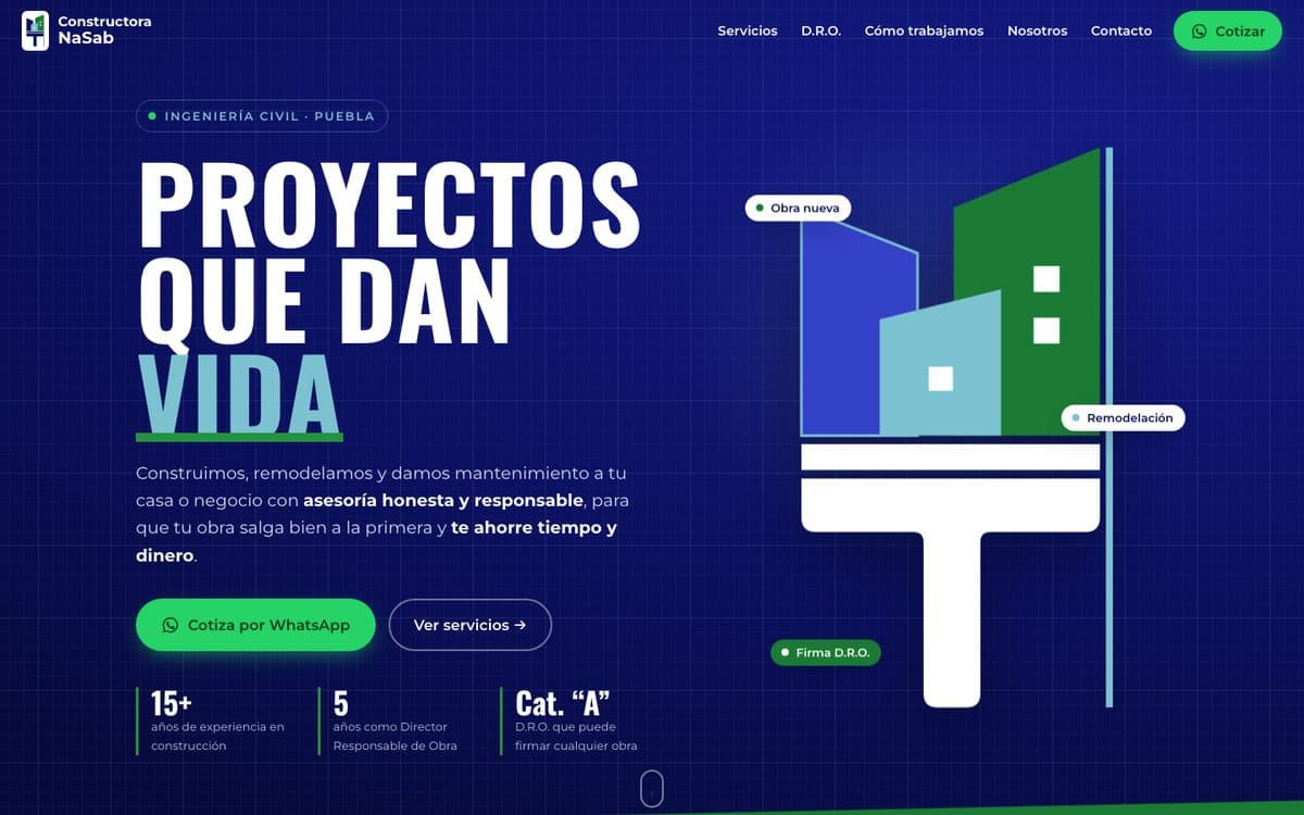 Página web de Constructora NaSab